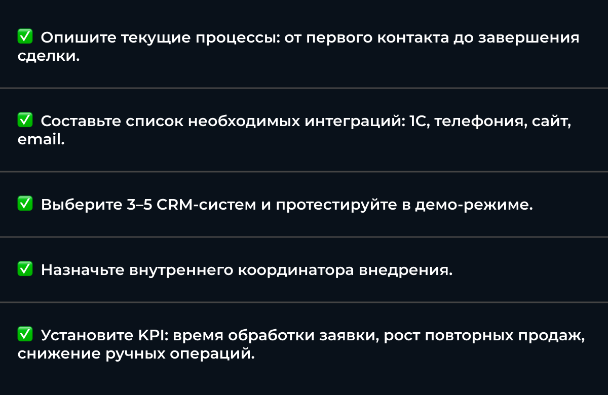 Чеклист crm