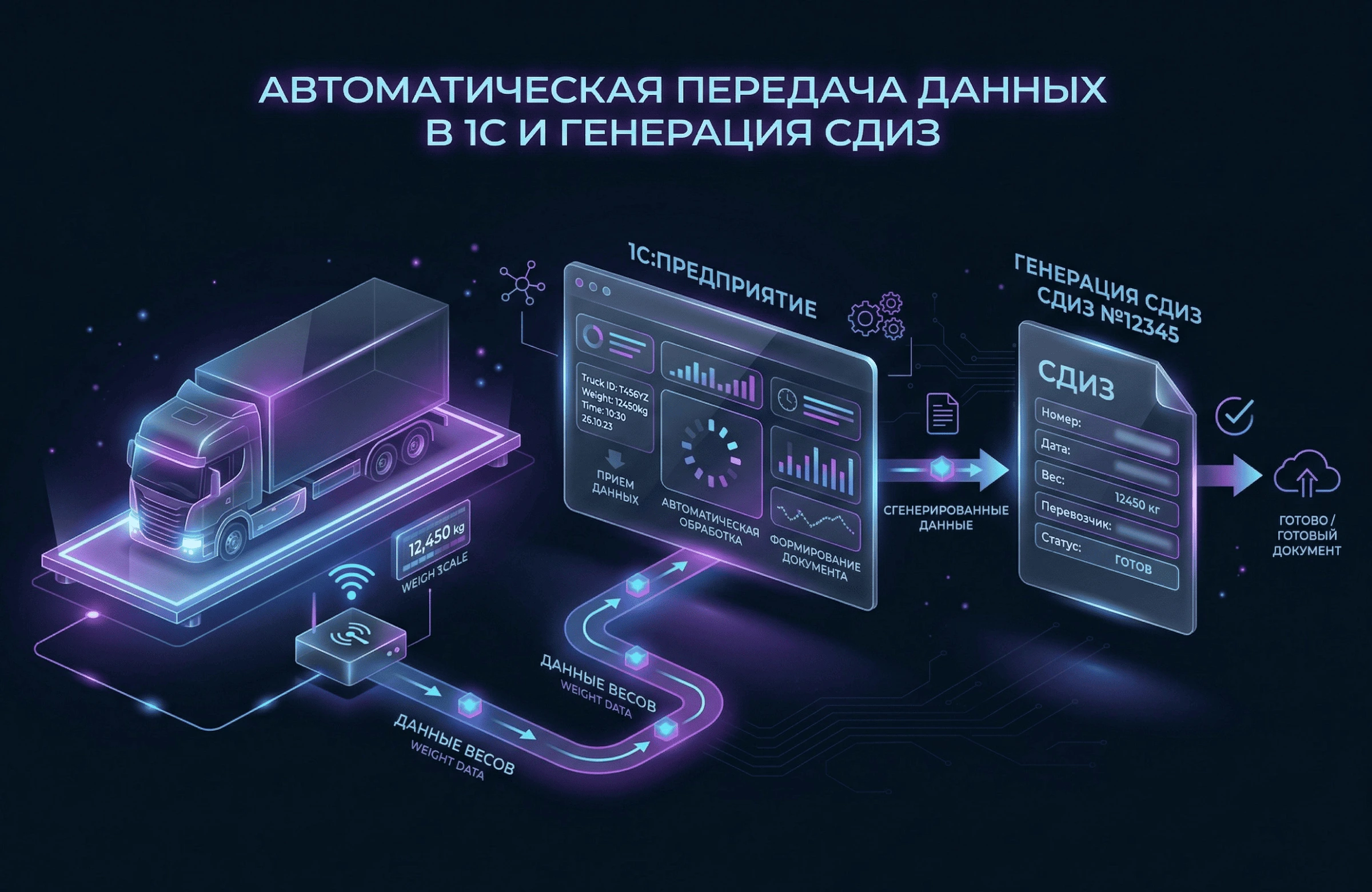 Автоматическая передача данных с автомобильных весов в 1С и генерация СДИЗ