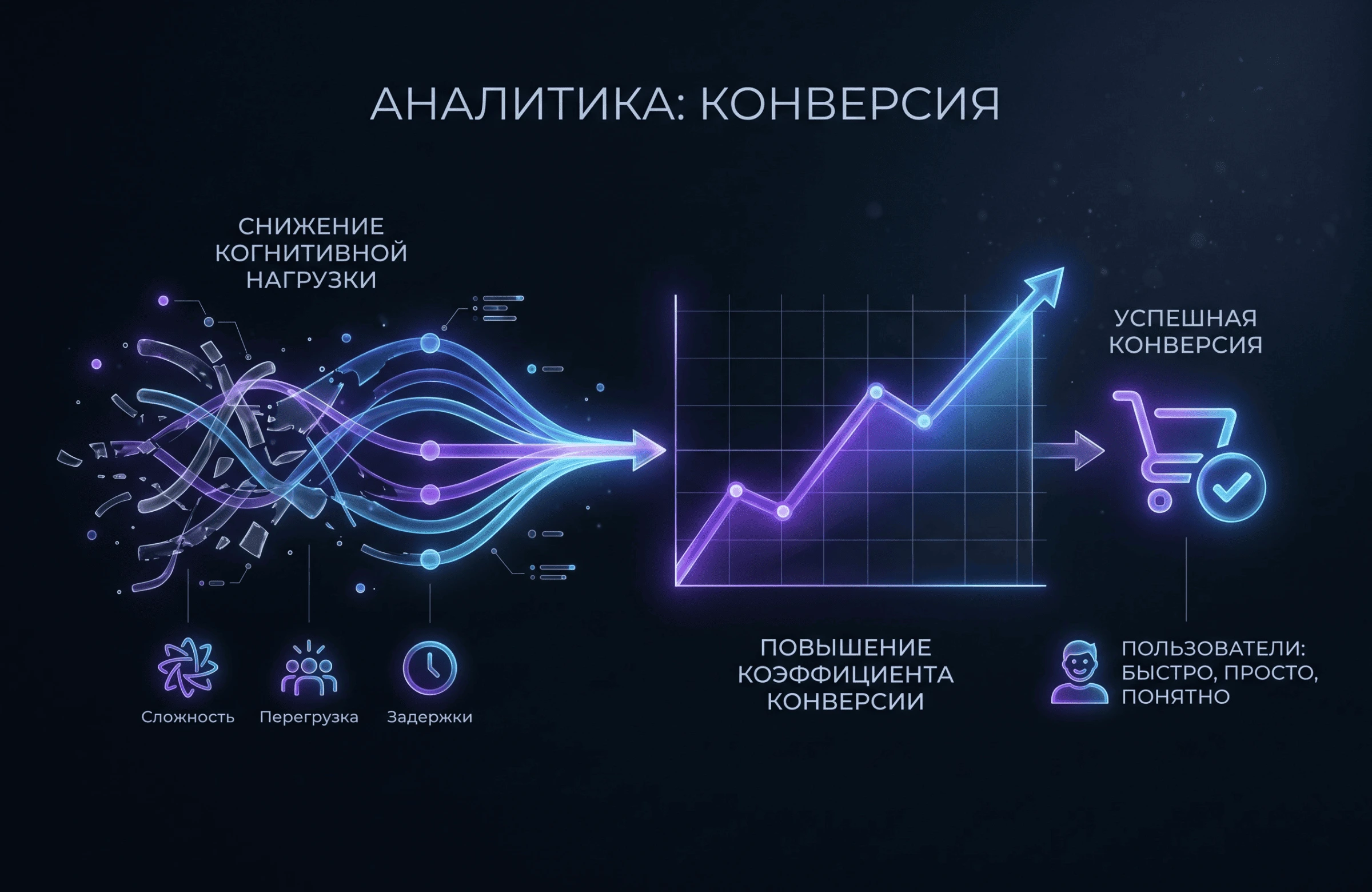 Аналитика повышения коэффициента конверсии за счет снижения когнитивной нагрузки на пользователей
