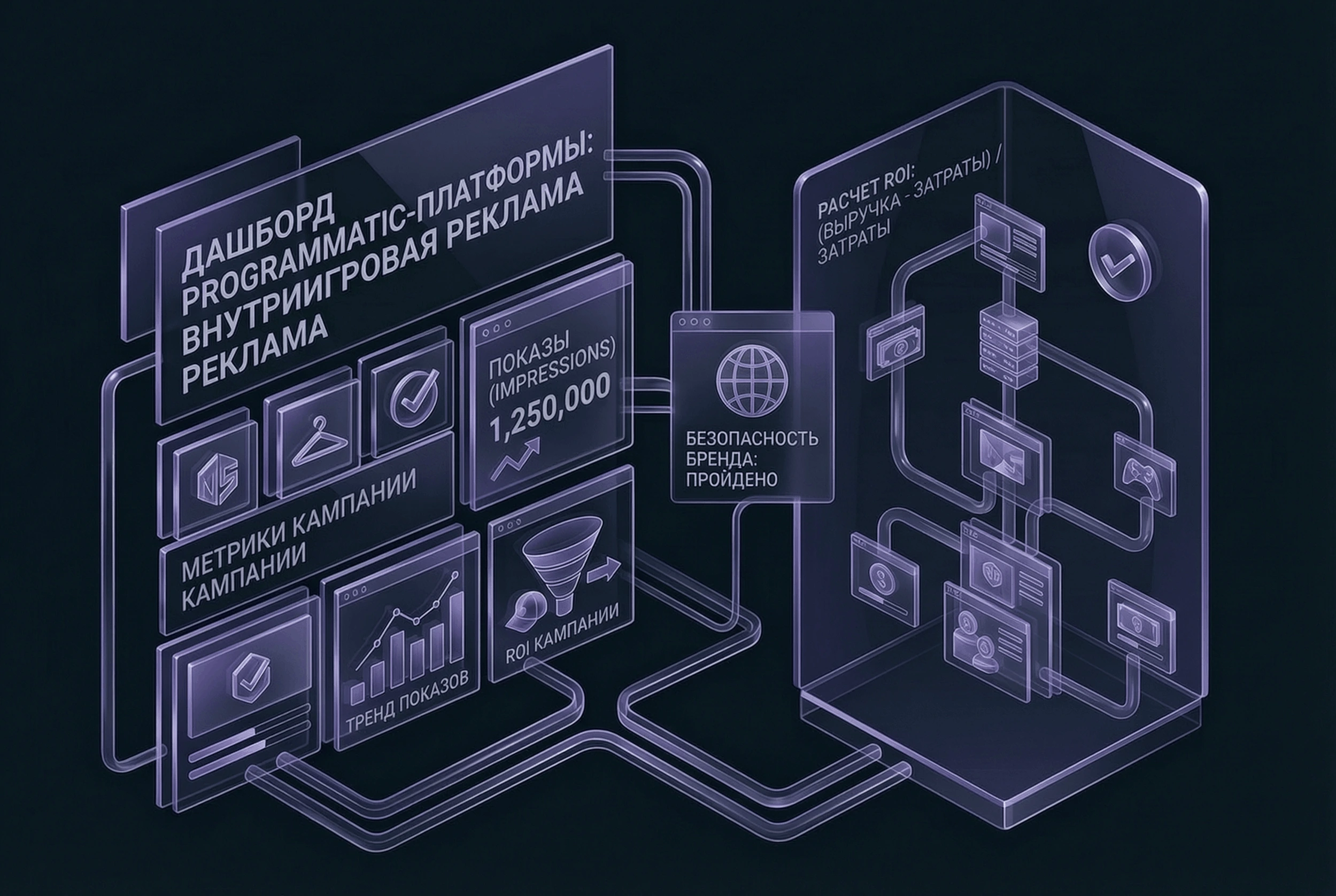 Дашборд programmatic-платформы: аналитика показов (Impressions) и расчет ROI внутриигровой рекламной кампании